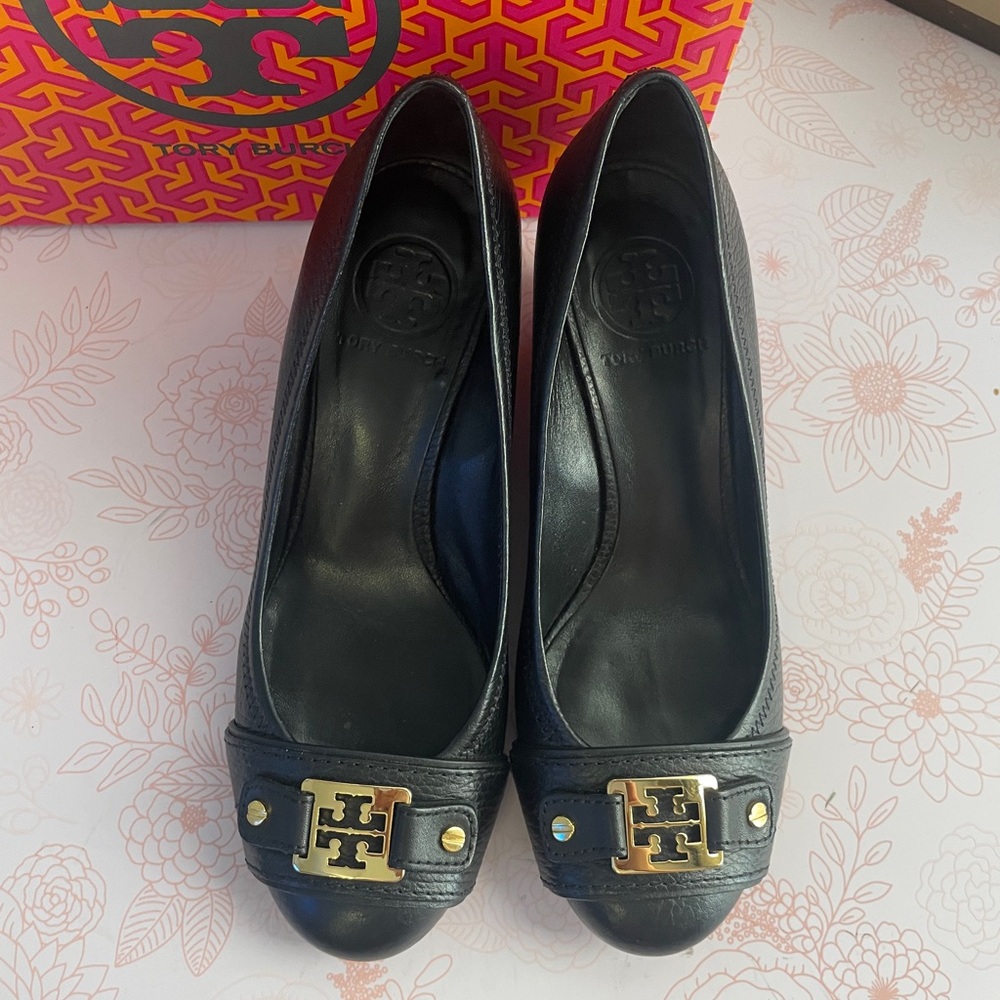 Tory Burch Black Natalya Mid-Wedges
